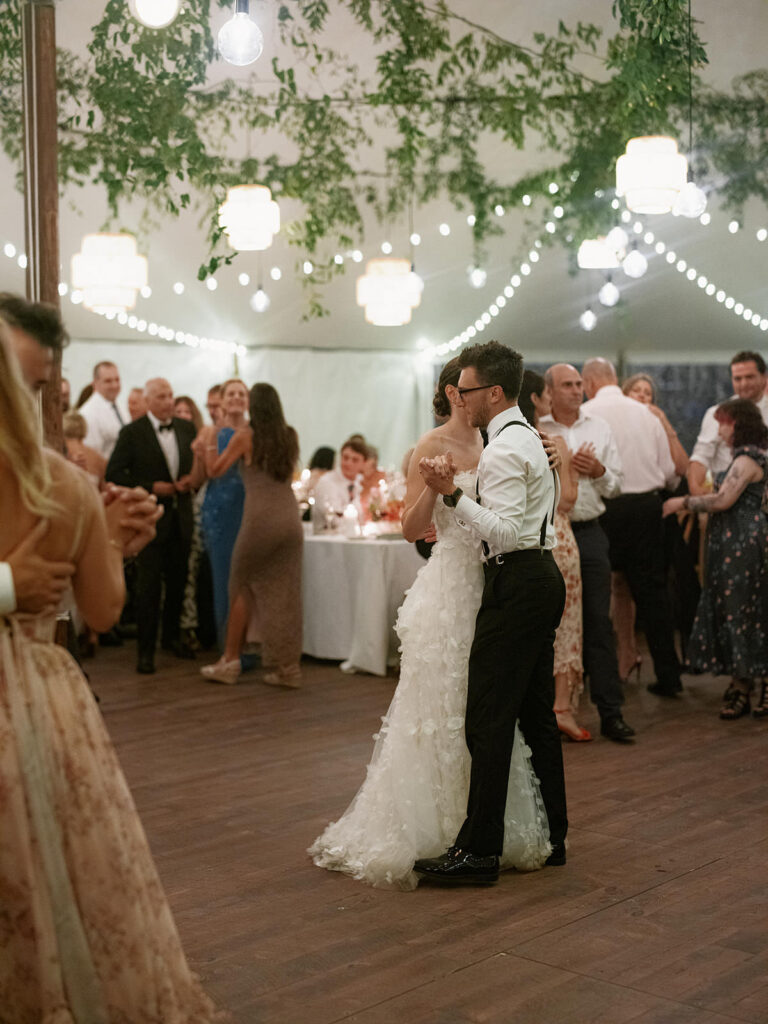newlyweds first dance at wedding reception